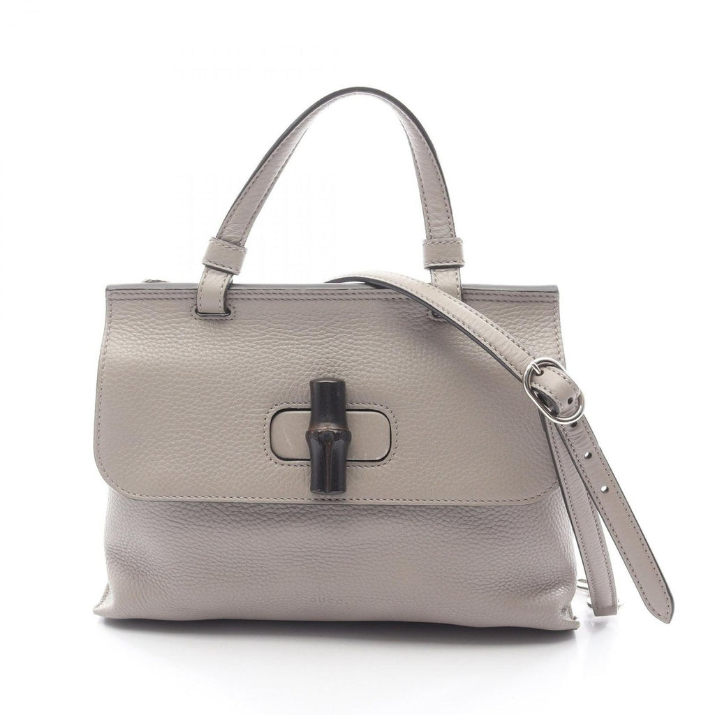 Gucci Handbag Bamboo Daily Gray Leather 2-Way Hand