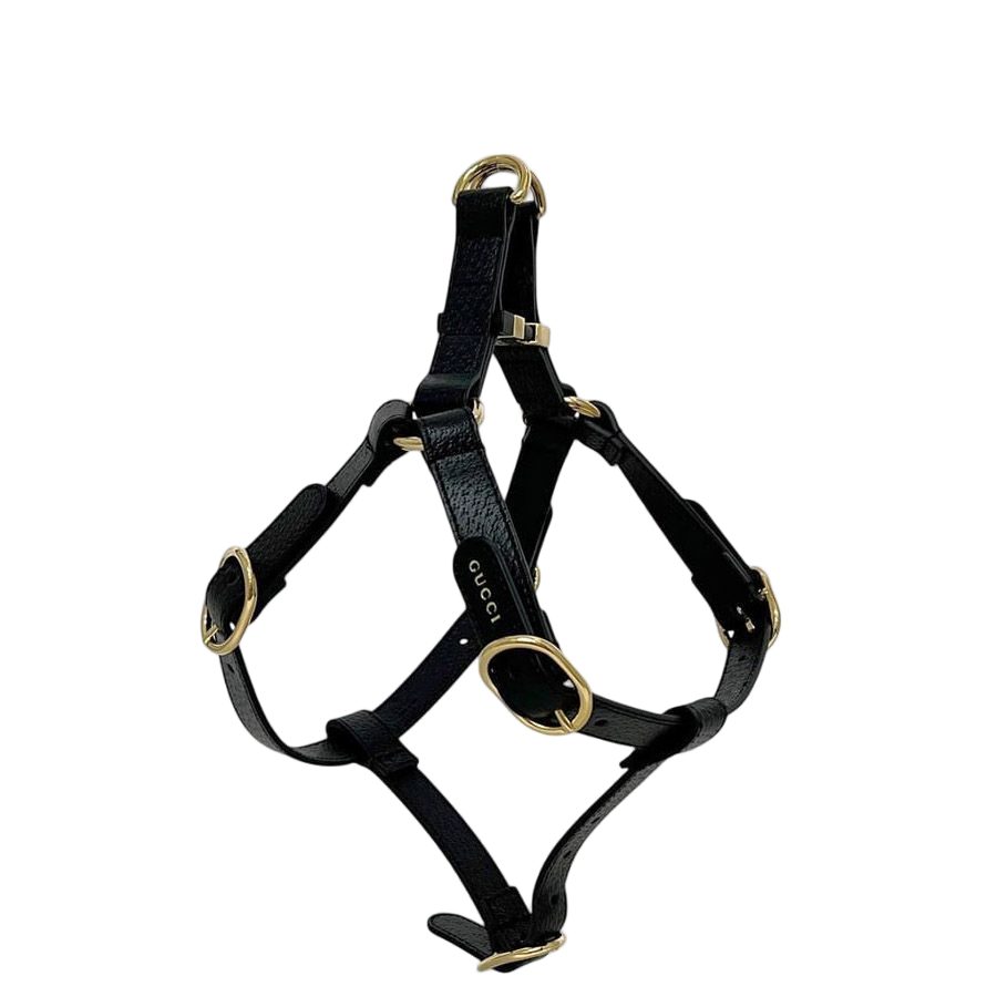 Gucci Pet Harness Black Interlocking Pet Accessory