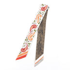 Hermes Guepards Bandana Cheetah Silk White Orange Cuy Green Scarf