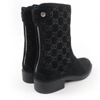 Gucci GG Pattern Back Zip Suede Leather Short Boots Ankle Black 36 — view 2