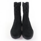 Gucci GG Pattern Back Zip Suede Leather Short Boots Ankle Black 36 — view 3