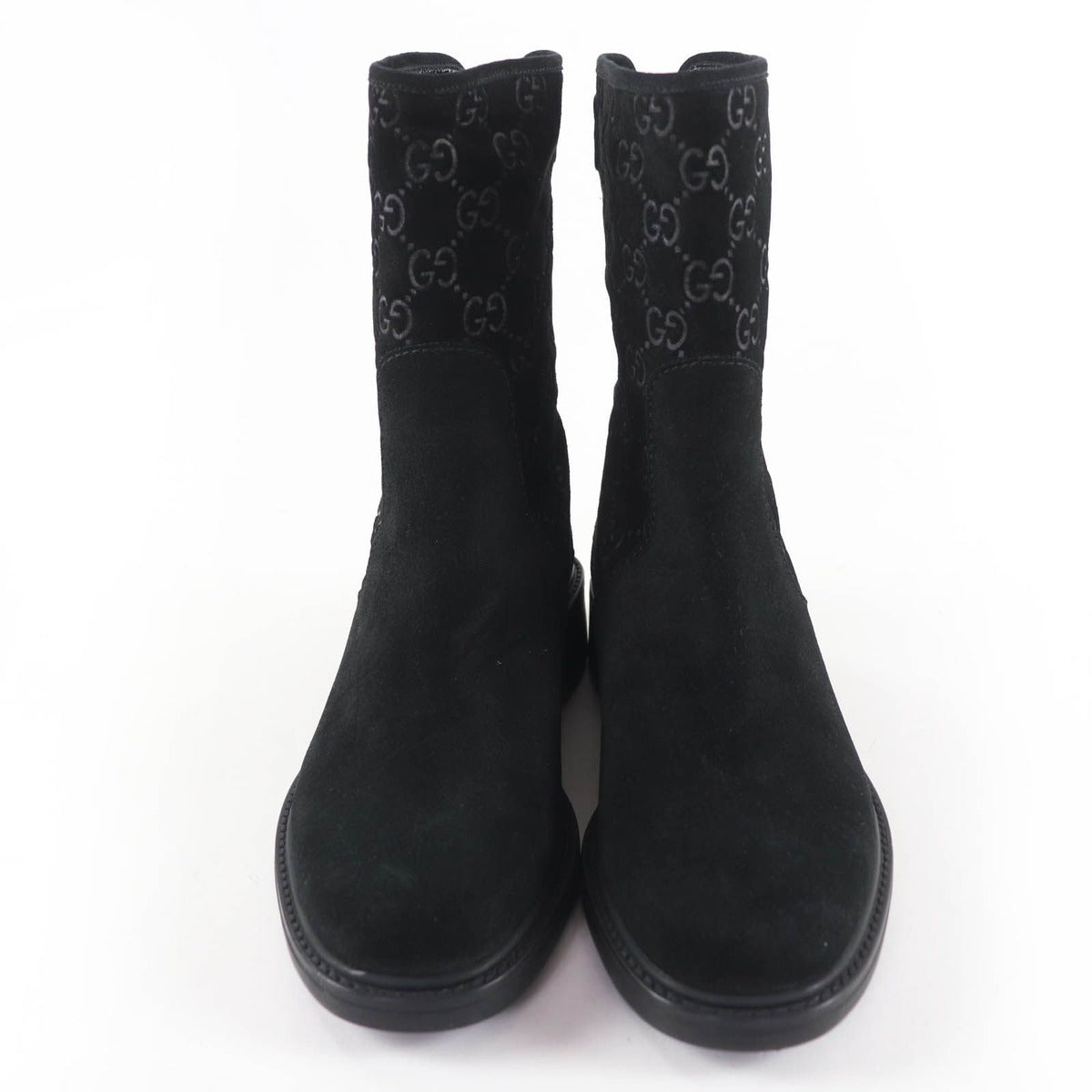 Gucci GG Pattern Back Zip Suede Leather Short Boots Ankle Black 36 — view 3