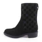 Gucci GG Pattern Back Zip Suede Leather Short Boots Ankle Black 36 — view 4