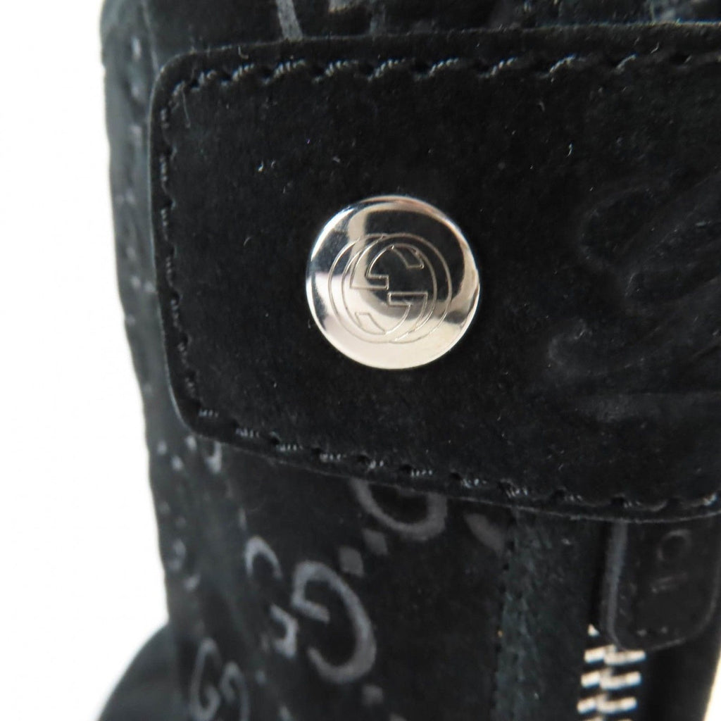 Gucci GG Pattern Back Zip Suede Leather Short Boots Ankle Black 36 — view 8