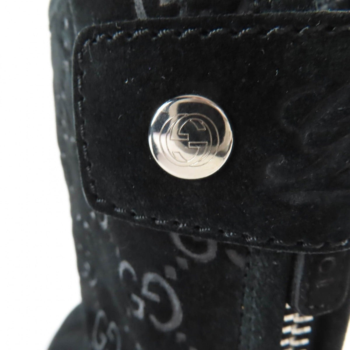 Gucci GG Pattern Back Zip Suede Leather Short Boots Ankle Black 36 — view 8
