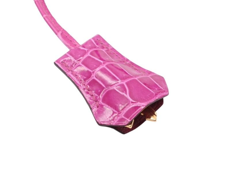 Hermes Clochette Cadena Key Set Fuchsia Porosus Gold — view 3