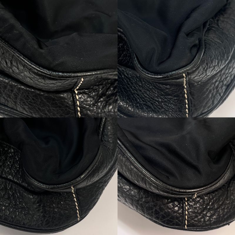 Prada Shoulder Bag Diagonal Black Leather 35 Bs145 — view 6