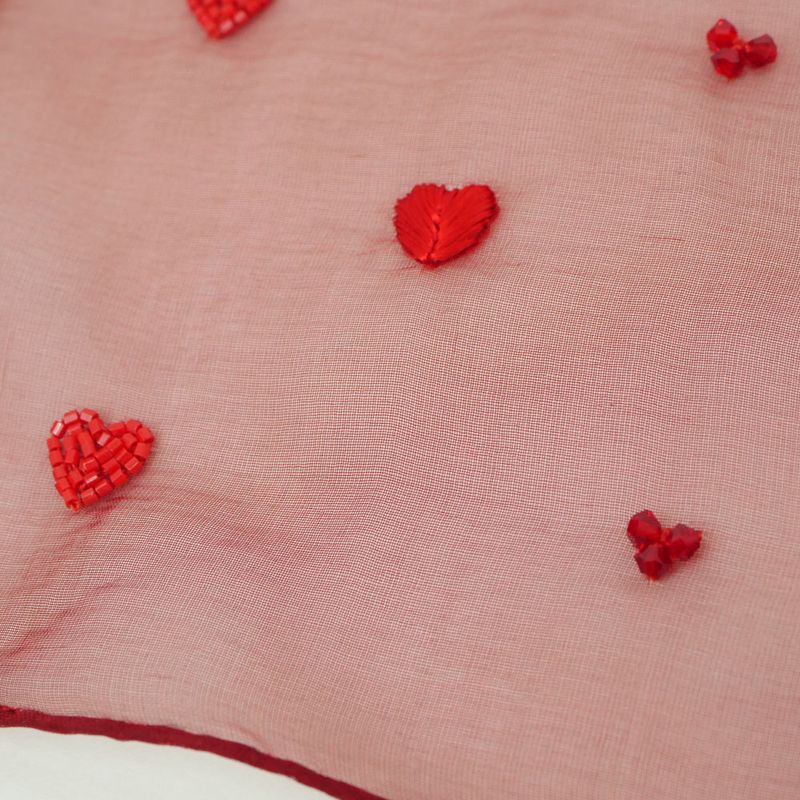 Hermes Grand Manage Bandana Love Carre 65 Silk Muslin Embroidery Beads — view 7