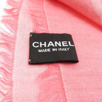 Chanel Shawl Cashmere Silk 120 200 cm Pink Logo Coco Mark — view 9