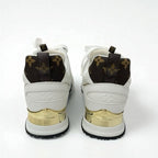Louis Vuitton Run Away Line Monogram Sneakers Shoes Leather White Gold Brown — view 5