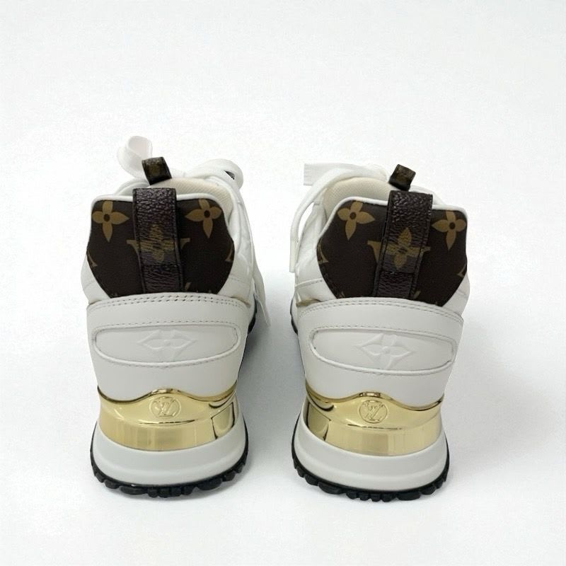 Louis Vuitton Run Away Line Monogram Sneakers Shoes Leather White Gold Brown — view 5