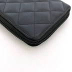 Chanel Round Zipper Long Wallet Black Cambon — view 5