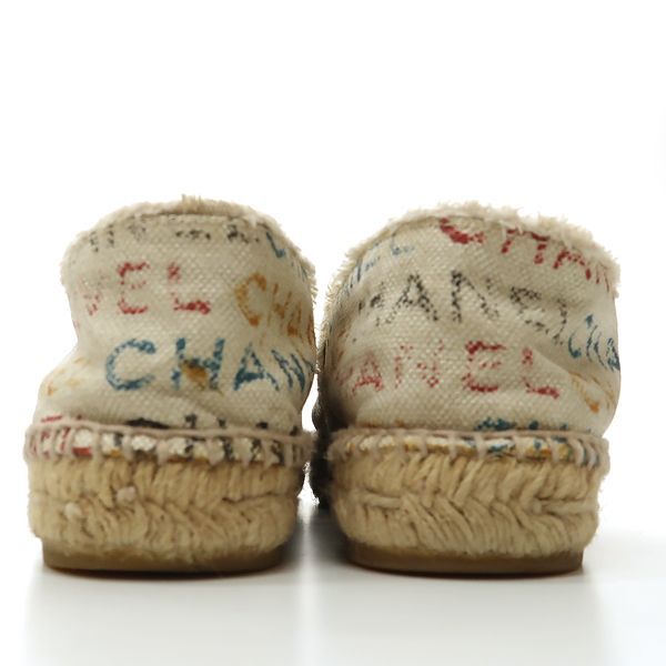 Chanel Espadrilles Linen 39 Hemp Logo Slip-on Flat Shoes — view 3