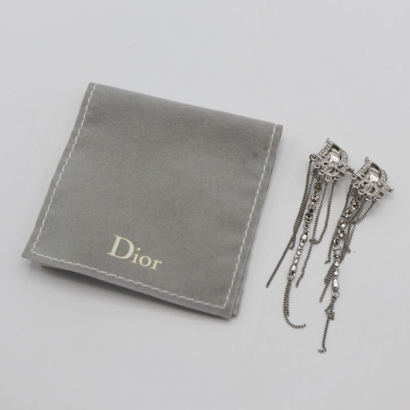 Christian Dior Earrings Logo Rhinestone Accessories With Bag H6928 — view 5