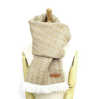 Hermes Muffler Wavy Double Face Beige Camel Cashmere Shawl Scarf — view 8