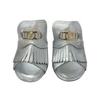 Louis Vuitton Indiana Line Sandals Shoes Leather Metallic Silver Gold Logo — view 2