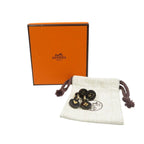 Hermes Fete Vos Joux Earrings Trump Motif Buffalo Horn Metal Black — view 3