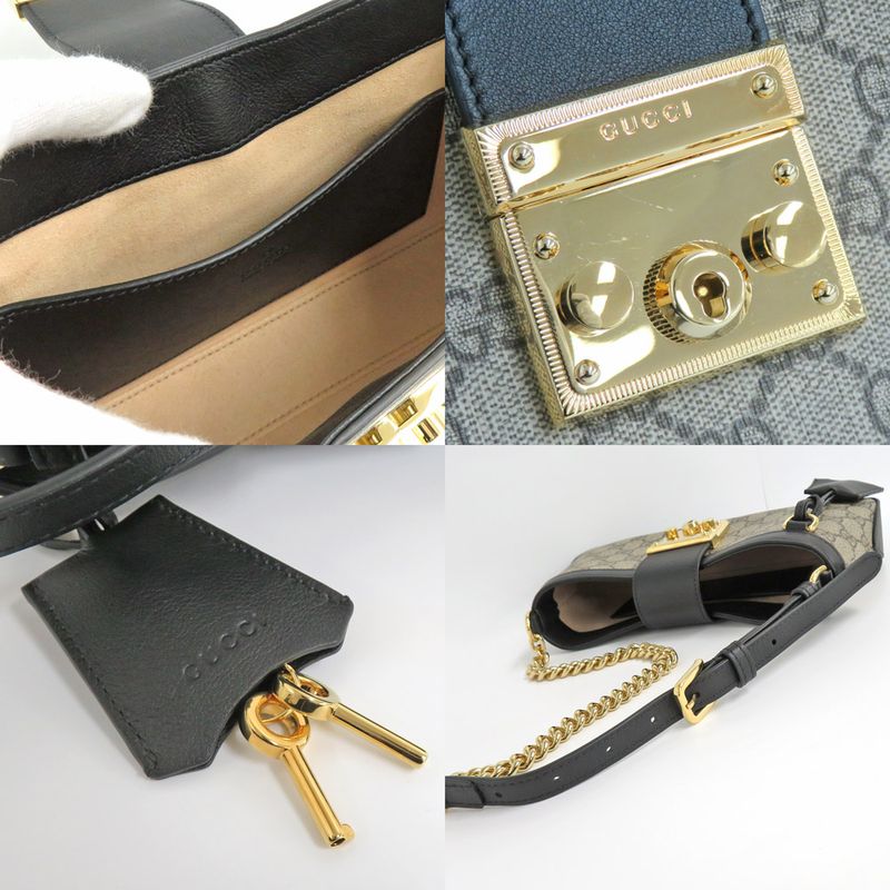 Gucci Padlock Small Shoulder Bag Black GG Supreme Canvas — view 9