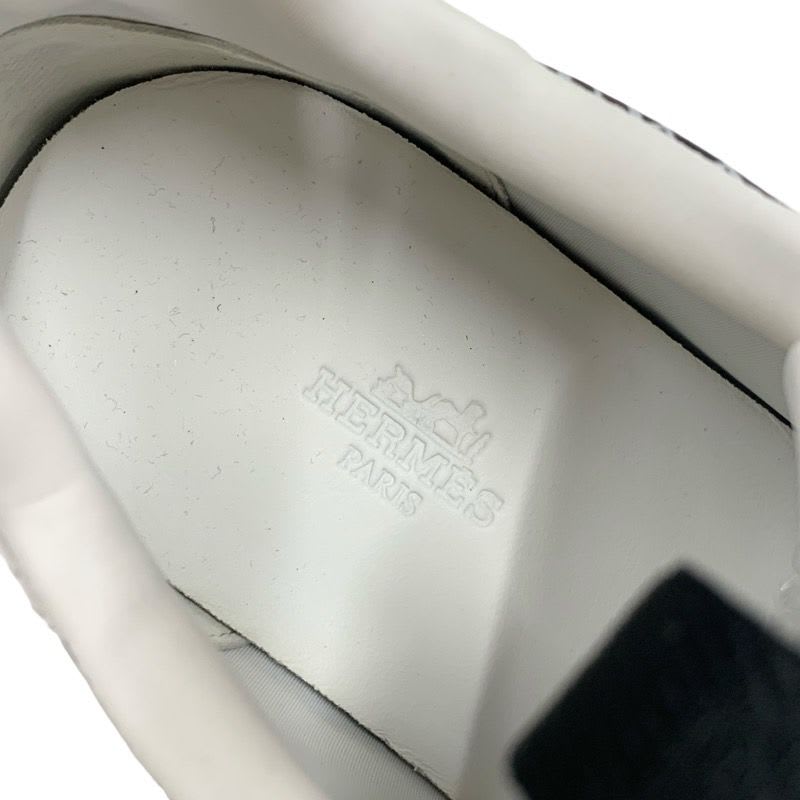Hermes Glam Sneakers Shoes Leather Suede Black White Bandana Pattern — view 8