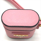 Prada Air Pods Case Triangle Logo Saffiano Leather Strap Pink Shoulder Bag — view 3
