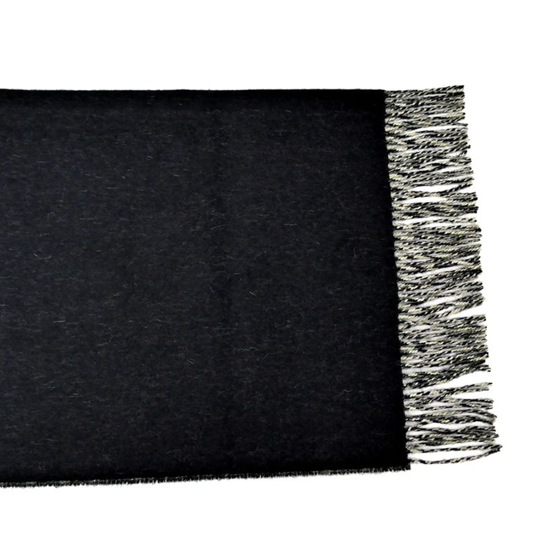 Hermes Muffler Shawl Double Face Black Beige Cine Cashmere 100% Scarf — view 5