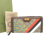 Gucci Diana Bamboo GG Supreme Leather Beige Brown Round Zipper Long — view 2