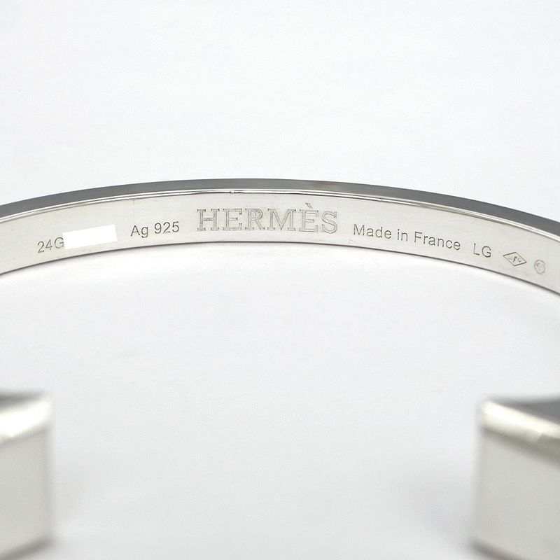 Hermes Bracelet Bangle Cour De Forge LG AG 925 SV Silver Jewelry — view 8
