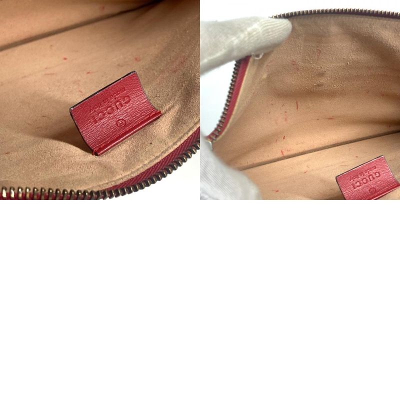 Gucci Clutch Bag Bee Striped Pearl Rhinestone Leather Red — view 9