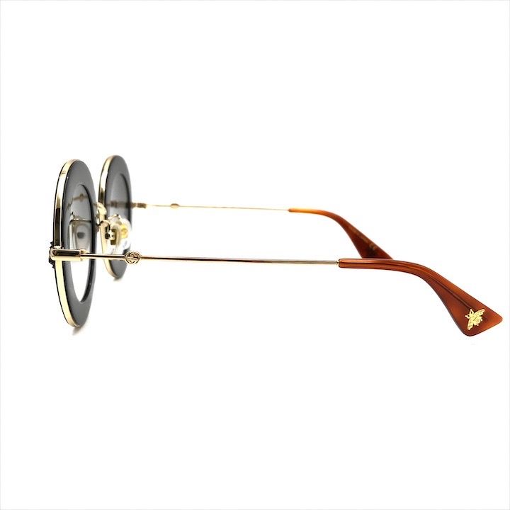 Gucci L'aveugle Paramor Round Frame Sunglasses Eyewear Gold Black — view 3