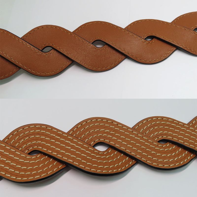 Loewe Shoulder Wavy Stitch Brown Gdhardware Bag Strap Single Item — view 6