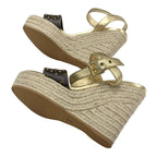 Louis Vuitton Starboard Line Monogram Sandals Shoes Leather Gold Brown Wedge — view 6