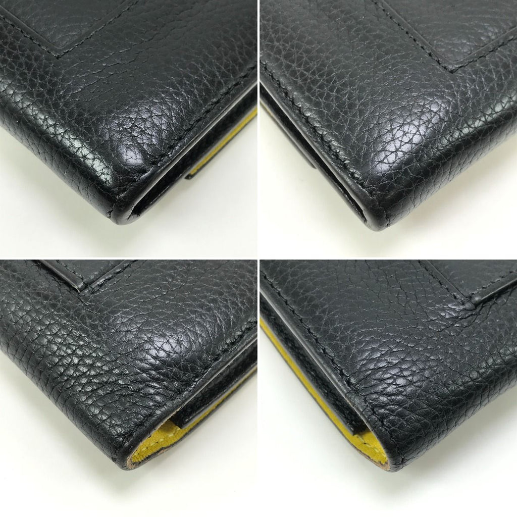 Celine Long Wallet Large Flap Multifunction Black Yellow — view 7