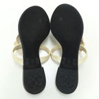 Chanel Camellia Beach Sandals Flat Heel 35 Black White Rubber Thong — view 5