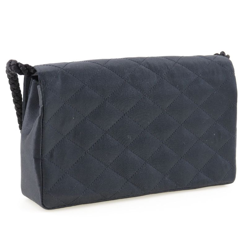 Chanel Quilted Vintage Satin and Rhinestone Black Women Shoulder Bag — view 3