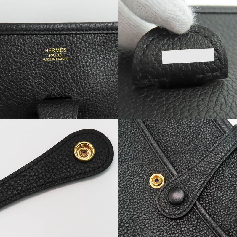 Hermes Evelyne 3 PM Black Taurillon Clemence Gold Hardware — view 9