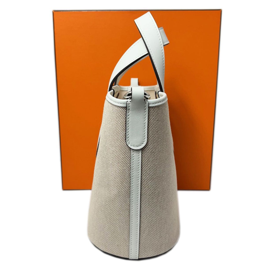 Hermes in the Loop 18 Toile Ash Veau Ecru Silver Handbag — view 4