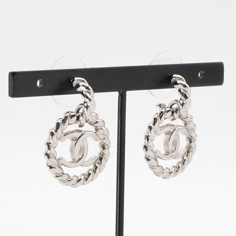 Chanel Earrings Silver Coco Mark Circle — view 8