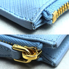 Prada Saffiano Embossed Logo Fragment Case Card Light Blue 1 Mc079 Coin — view 6