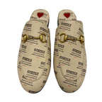 Gucci Prince Town Flat Shoes Leather Beige Red Gold Mule Slipper Sandals — view 2