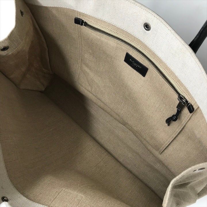 Saint Laurent Rive Gauche Canvas Leather Tote Beige Large Capacity Travel — view 8