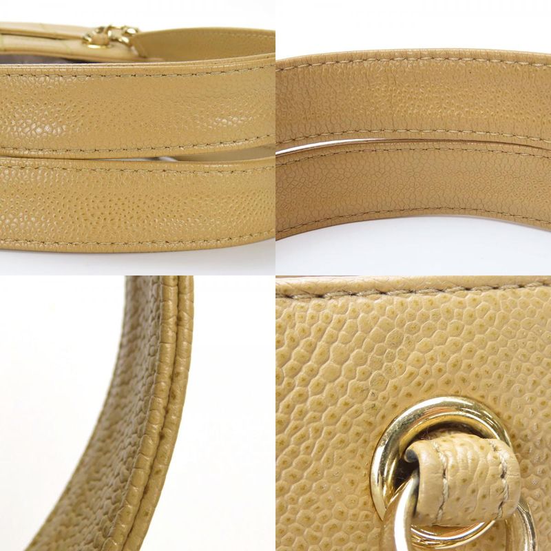 Chanel Shoulder Bag Coco Caviar Leather Beige Gold Hardware 7 th Chain — view 3