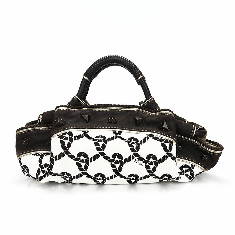 Loewe Handbag Nappa Ire Anagram Rope Leather Canvas Dark Brown Creamish — view 3
