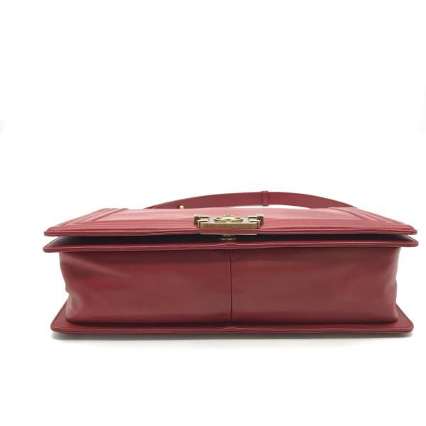 Chanel Leather Chain Shoulder Bag Red — view 3