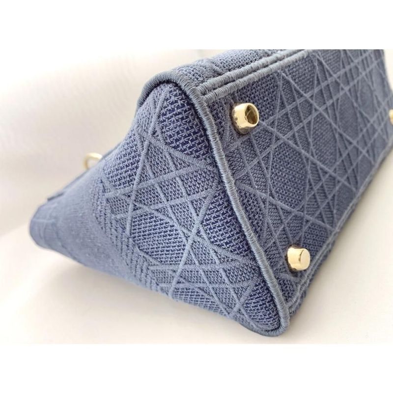 Dior Cannage Lady D-Lite Medium Bag Denim Navy Bu — view 4