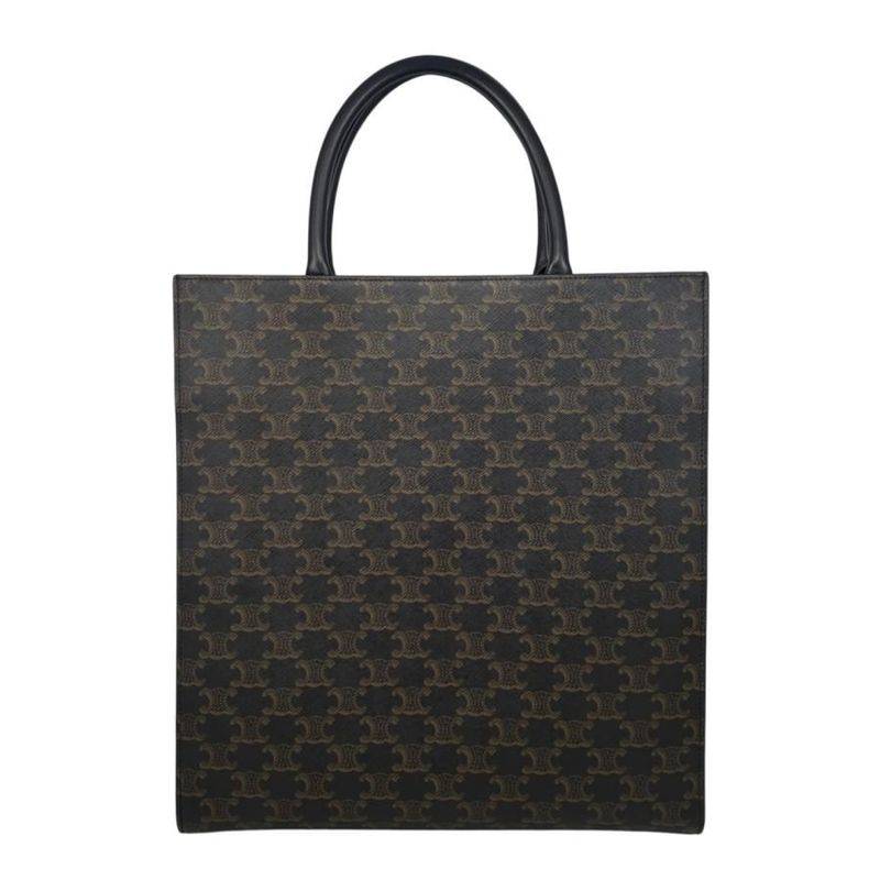 Celine Tote Shoulder Bag Medium Vertical Cabas Triomphe Black Brown — view 2