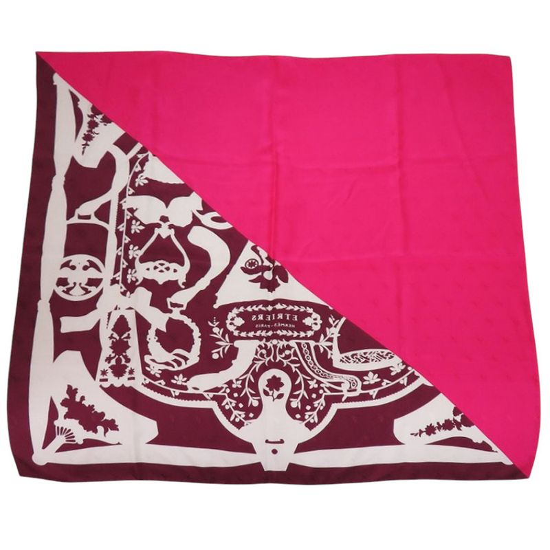 Hermes Carre 90 Cadrige Etrier Tattoo Silk Pink Scarf 0394 — view 2
