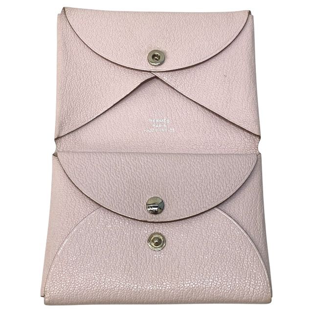 Hermes Calvi Duo Mauve Pere Chevre Coin Case Card Business Holder — view 8