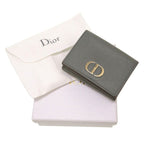 Christian Dior Compact Wallet Leather Gray Trifold Purse 0037 — view 2