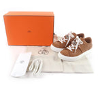Hermes Day Silver Kelly with Buckle Perforated Lace Up Leather Sneakers Brown — view 2