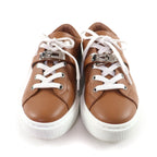 Hermes Day Silver Kelly with Buckle Perforated Lace Up Leather Sneakers Brown — view 4